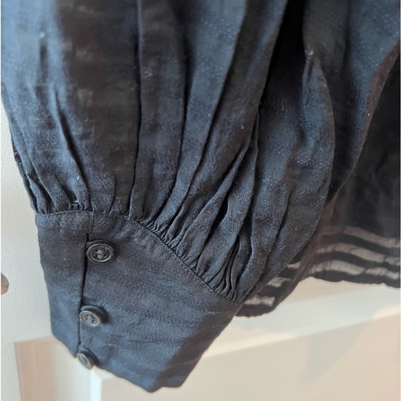 Paris Atelier & Other Stories Black Striped Blouse Button Up Sheer - Picture 6 of 16